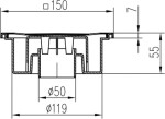 MIDAS Podlahová vpusť - přímá D50/55 bílá, plastová mřížka 150x150 mm p706