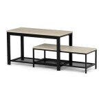 Botník 2 police, MDF dekor dub sonoma, kov - černý matný lak