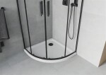 MEXEN/S - Rio čtvrtkruhový sprchový kout 90 x 90, transparent, černý + vanička se sifonem Flat, bílá 863-090-090-70-00-4110B