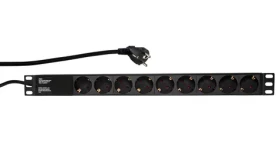LogiLink Napájecí lišta 19" 9x230V černá / Zásuvková lišta / bez vypínače / 2 m / 16 A (PDU9C03)
