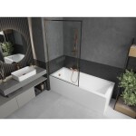 MEXEN/S - Next L vanová zástěna FIX 100 x 150, černá vzor, růžové zlato 895-100-000-03-70-60