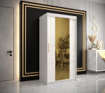 Šatní skříň Abi Golden T1 Barva korpusu: Bílá, Rozměry: 200 cm, Dveře: Bílý mramor se zlatým zrcadlem