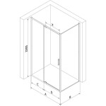 MEXEN/S - Exo sprchový kout dveře křídlové 135 x 100, transparent, černá 819-135-100-70-00