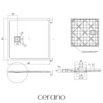 CERANO - Sprchová vanička čtvercová Pablo - SMC/minerální kompozit - strukturovaná černá matná - 90x90x3 CER-481141