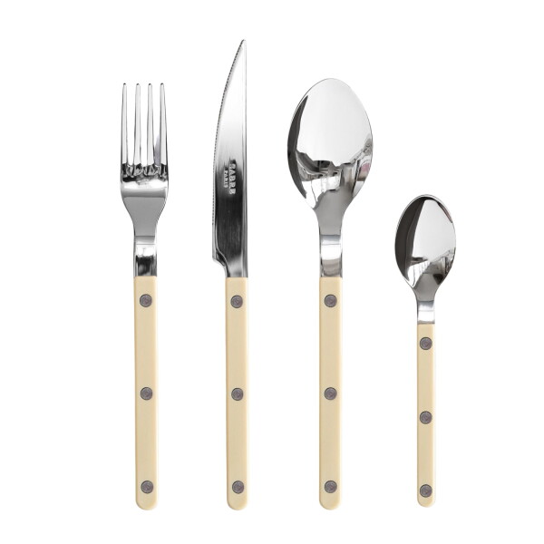 SABRE PARIS 4-dílná sada příborů Bistrot Brillant – Ivory, bílá barva, kov, plast