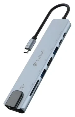 Devia EC706 tmavě šedá / USB Hub / USB-C / 8v1 (6942297125902)