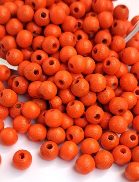 Dřevěné korálky Detoa - oranžové - ∅ 6 mm - 10 ks