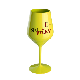 SPOLUPIČKY - žlutá nerozbitná sklenice na víno 470 ml