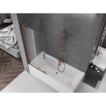 MEXEN/S - Velar L dvoukřídlá posuvná vanová zástěna 80 x 150, dekor, růžové zlato 896-080-003-31-60