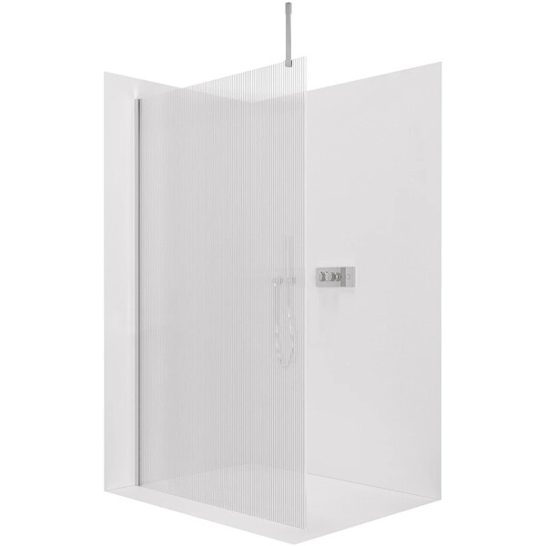 CERANO Sprchová zástěna Walk-in Onyx Top Cube L/P - 8 mm - hranatá vzpěra - chrom, rýhované sklo - 110x200 cm