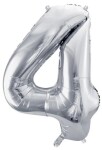Balónek fóliový narozeniny číslo 4 stříbrný 72 cm Balónek fóliový narozeniny číslo 4 stříbrný 72 cm