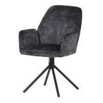 Židle jídelní a konferenční, černá látka v dekoru žíhaného sametu, kovové černé nohy