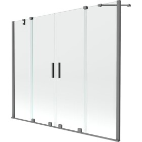 MEXEN/S - Velar Duo dvoukřídlá posuvná vanová zástěna 170 x 150, transparent, grafit metal 896-170-000-02-95