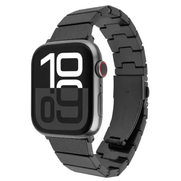 FIXED Resin Strap Carbon Black / Řemínek / pro Apple Watch 44/45/46/49 mm / pryskyřice / nastavitelná délka (FIXREST-434-CB)