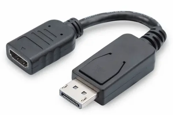Digitus DP-HDMI A M/F černá / Redukce / DisplayPort - HDMI / 0,15 m / s blokováním (AK-340400-001-S)