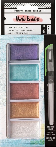 American Crafts American Crafts, 34014119, Vicki Boutin, sada akvarelových barev, metalické, 6 ks