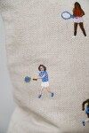 Fine Little Day Lněný povlak na polštář Tennis Embroidered 48x48 cm, multi barva, textil