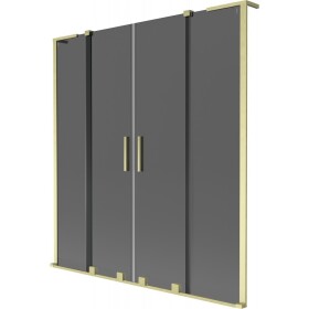 MEXEN/S - Velar L Duo dvoukřídlá posuvná vanová zástěna 140 x 150, grafit, zlatá kartáčovaná 896-140-003-42-55