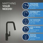 GROHE - QuickFix Start Elektronická dřezová baterie s výsuvnou sprškou, bateriové napájení, matná černá 1012432430