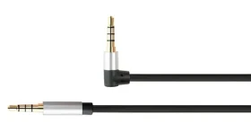 Python Audio kabel Jack 3,5 mm 4pin černý / Audio kabel / 0,5 m / zalomený konektor / pozlacené kontakty (GC-M0231)