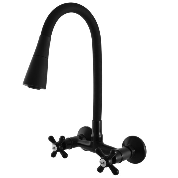 RAV Slezák - MORAVA RETRO - Umyvadlová/dřezová baterie s flexibilním ramínkem, Černá - matná, 150 mm MK102.5/13CMAT