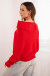 Dámský asymetrický batwing svetr viskózový červený UNI