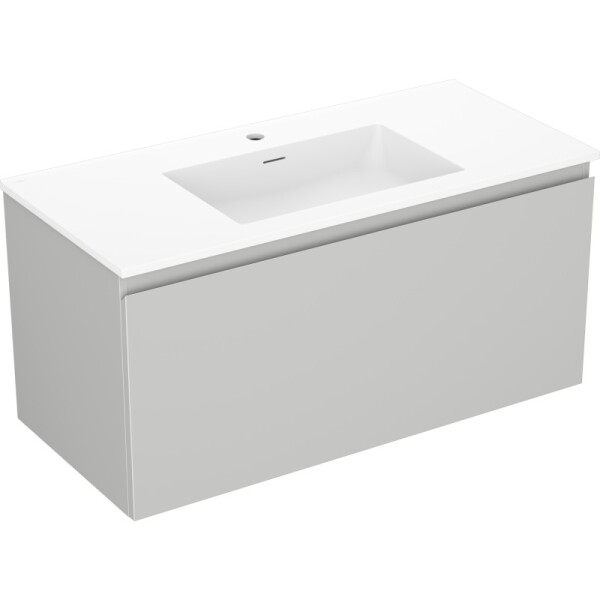 MEXEN/S - Orio koupelnová skříňka 100 cm s umyvadlem Otis, 1 šuplík, šedá mat/bílá mat 91A10-10047-1-BF62-W18M01