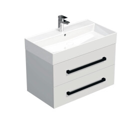Koupelnová skříňka s černou úchytkou a umyvadlem SAT Cube Way 80x53x46 cm bílá lesk CUBE46C803BISAT CUBE46C803BISAT