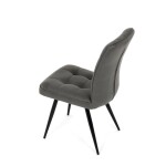 Židle jídelní, šedá látka v dekoru broušené kůže, černý kov