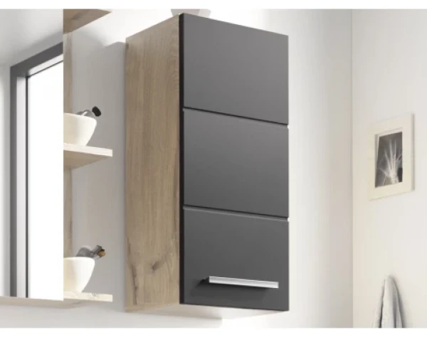Závěsná koupelnová skříňka Vista 34 cm, dub viking/černá