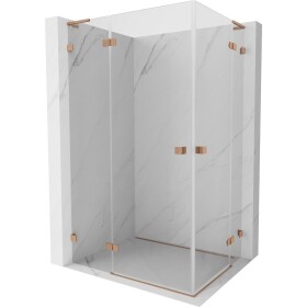 MEXEN/S - Lunar L Duo sprchový kout dveře křídlové 110 x 90, transparent, měď kartáčovaná 834L-110L-090P-65-00