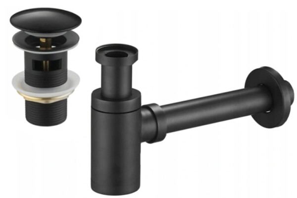 MEXEN/S - Umyvadlový sifon s výpustí click-clack s přepadem, černý 7992050-70