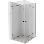 MEXEN/S - Lunar-F Duo sprchový kout skládací dveře 90 x 90, transparent, růžové zlato 836-090L-090P-60-00