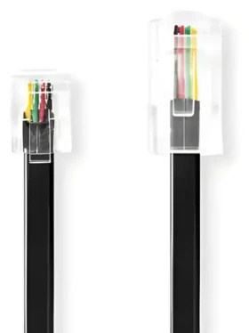 Nedis telefonní kabel RJ11-RJ45 plochý černý / Telefonní kabel / pozlacené konektory / 5 m (TCGL90201B50)