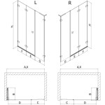 MEXEN/S - Lunar-F L skládací sprchové dveře levé 150, transparent, nikl kartáčovaný 836SL-150-050-97-00-L