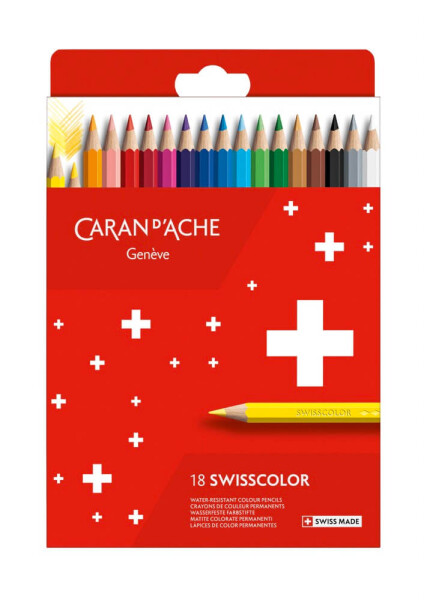Caran d'Ache Swisscolor permanentní pastelky sada 18 barev kartonová