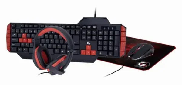 Gembird GGS-UMG4-02 černá / klávesnice + myš + podložka + sluchátka / US layout / USB-A / 1000 DPI (GGS-UMG4-02)