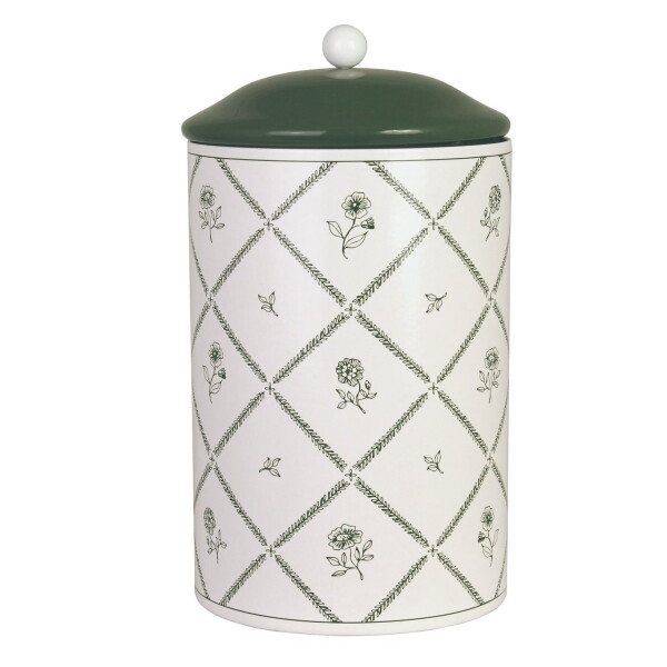 Strömshaga Plechová dóza Lovisa Green/White 21 cm, zelená barva, kov