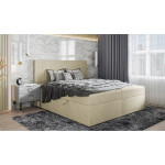 Čalouněná postel Sharon 140x200, béžová, vč. matrace a topperu