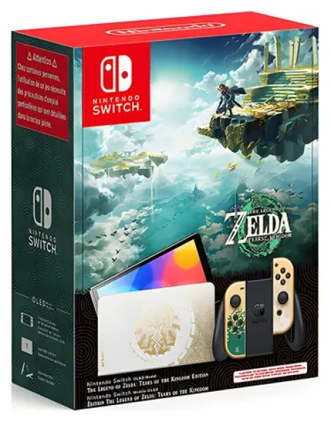 Nintendo Switch OLED zlatá Zelda: Tears of the Kingdom Edition / Herní konzole / 7" OLED / 64 GB / Wi-Fi (HEGSKDAAA)