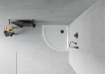 MEXEN/S - Flat sprchová vanička čtvrtkruhová slim 80 x 80, bílá + černý sifon 41108080B