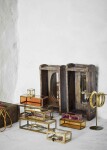 MADAM STOLTZ Skleněný box Clear/Antique Brass měděná barva, sklo, kov