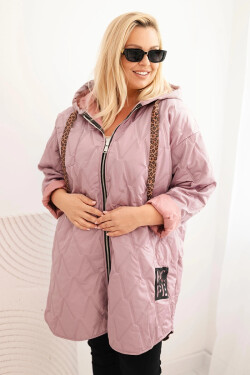 Dámská bunda Plus Size prošívaná s kapucí a nápisem HOPE tmavě růžová UNI