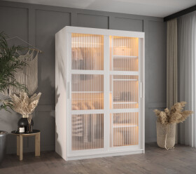 Šatní skříň Abi Flutes Rozměry: 120 cm, Barva korpusu + barva dveří: Bílá + Bílá