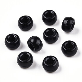 Akrylové korálky - pony beads - černé - 6 x 9 mm - 10 ks