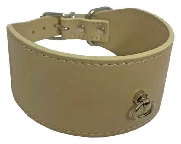HUHUBAMBOO Obojek Exclusive béžová L / Pro chrty / 50 mm x 33-38 cm / Hovězí kůže (355493)