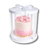 Cake Star Cake Star Plastový kulatý box na dorty bez stuhy 4Cake bílý (26 x 26 x 31 cm)
