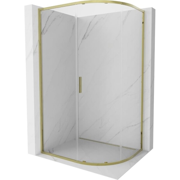 MEXEN - Exo čtvrtkruhový posuvný sprchový kout 100 x 80, transparent, zlato 8131-100-080-50-00