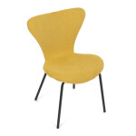 Židle jídelní, žlutá látka, nohy černý kov