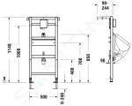 DURAVIT - DuraSystem Předstěnová instalace pro pisoár, 115 cm, pro podomítkový tlakový splachovač WD3004000000